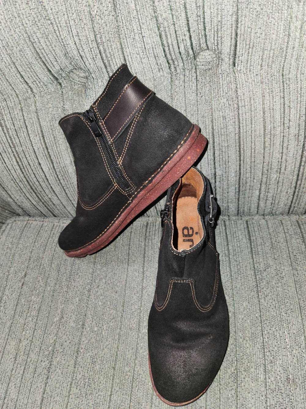 Women's Black Suede Ankle Booties with Side Zip